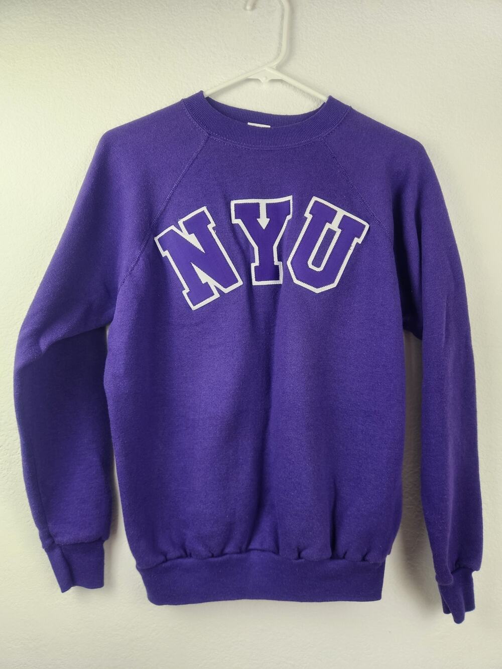 Vintage 1980s Collegiate Pacific NYU Purple Sweatshirt Lightweight Large USA